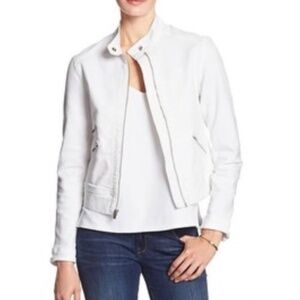 Banana Republic White Moto Denim Jacket Size Medium